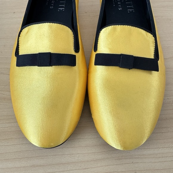 Frette x Harrys of London Collab Silk Flats sz 6 Made Italy Yellow Satin Shoes - Picture 9 of 11